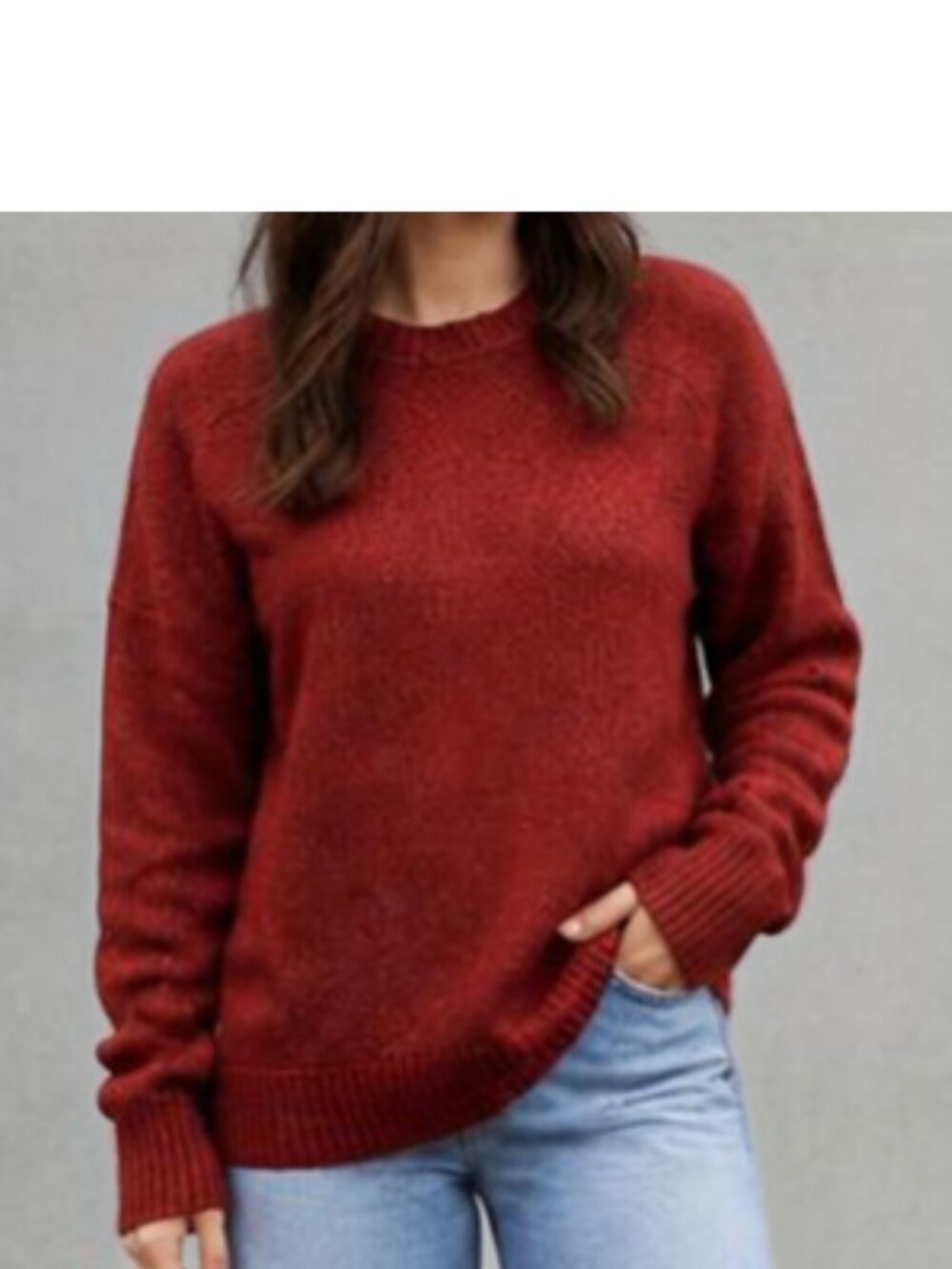 NWOT New Burgundy Brick Red Crew Neck Loose Fit Sweater XL